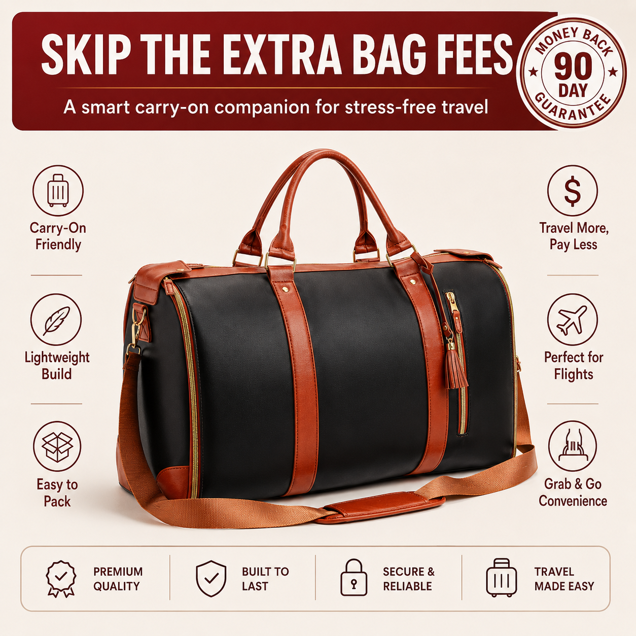 Large Capacity Foldable Travel Duffle Bag