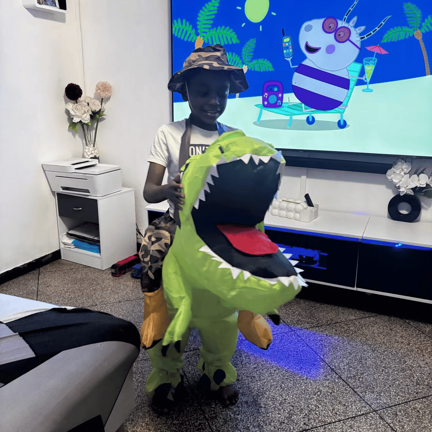 Kids Ride-On Inflatable Dinosaur Costume with Built-In Fan