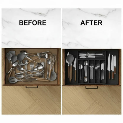 Expandable Kitchen Cutlery Drawer Organizer – Adjustable Utensil Storage Tray