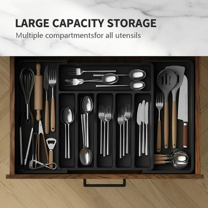 Expandable Kitchen Cutlery Drawer Organizer – Adjustable Utensil Storage Tray