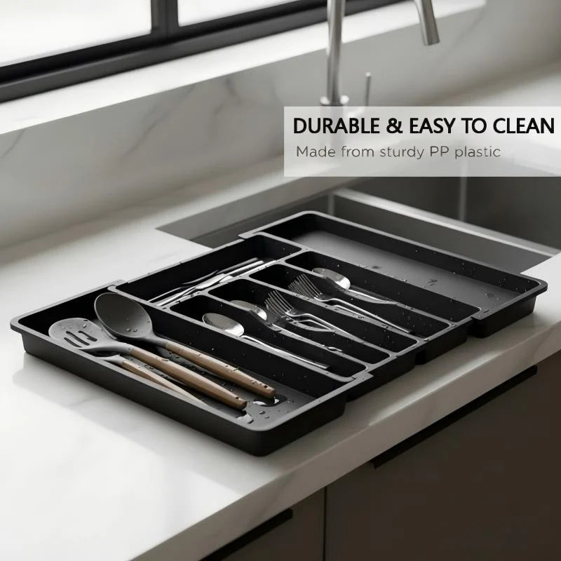 Expandable Kitchen Cutlery Drawer Organizer – Adjustable Utensil Storage Tray