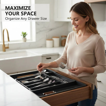 Expandable Kitchen Cutlery Drawer Organizer – Adjustable Utensil Storage Tray