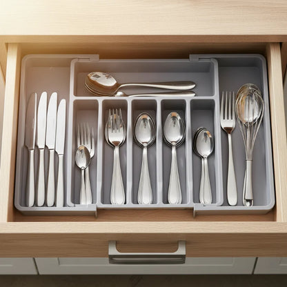 Expandable Kitchen Cutlery Drawer Organizer – Adjustable Utensil Storage Tray